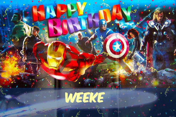 Geburtstagsgrüße für Weeke von den Marvel-Helden